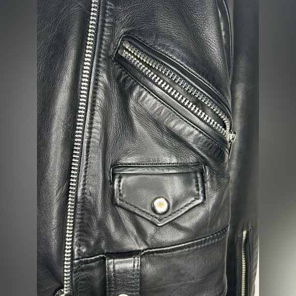 ALLSAINTS Leather Biker Moto Jacket Estae Black Sheep Leather –Size 4 - Picture 14 of 16
